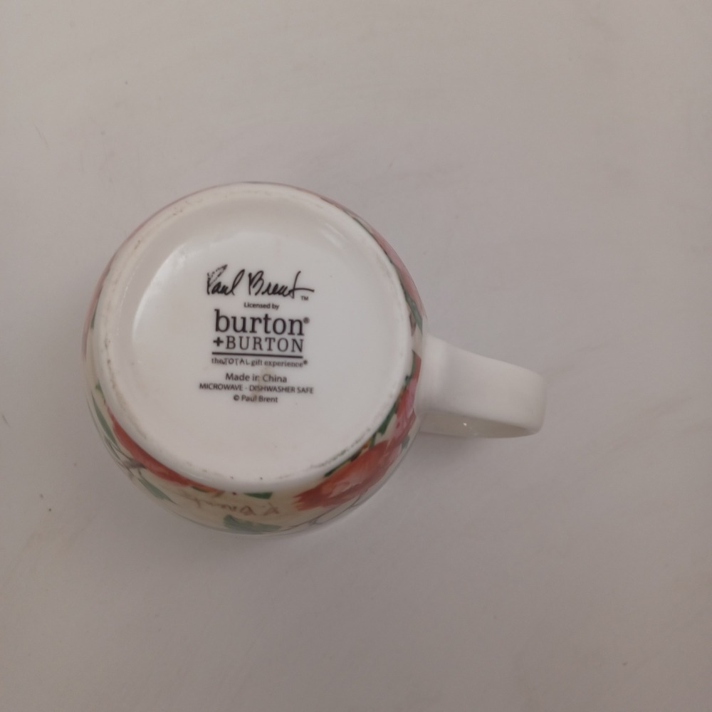 Burton + Burton Paul Brent Bird Floral Ceramic Coffee Mug Microwave Dishwasher - Picture 4 of 8